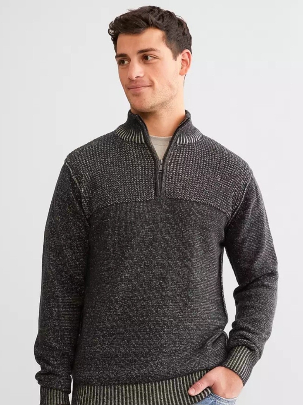 Coleman Men's Charcoal Zip-Up Knit Pullover Sweater Size XL